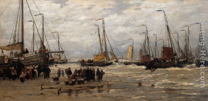 Hendrik Willem Mesdag Pinks in the Breakers